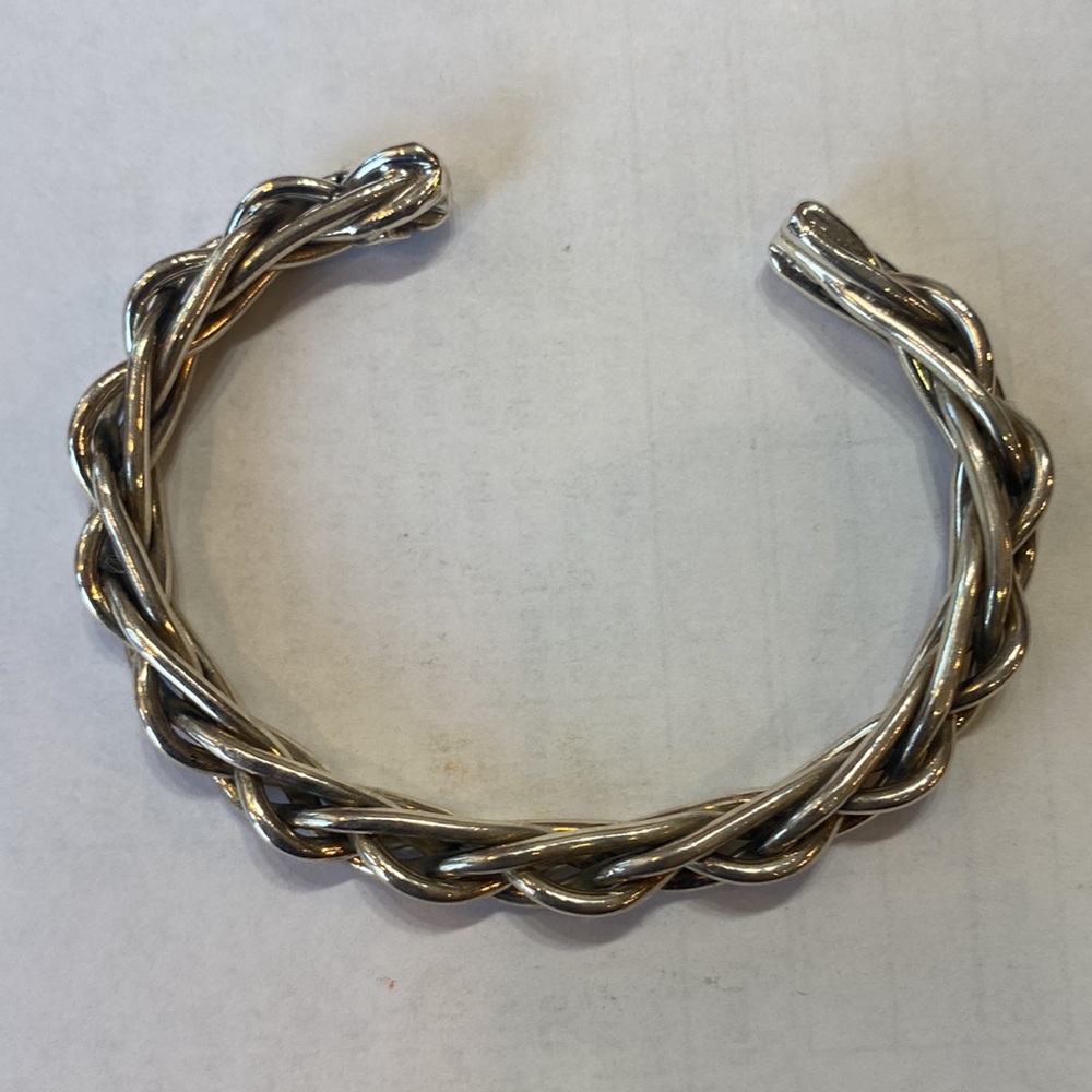 Solid Sterling Silver Chain Link Cuff Bracelet - image 1